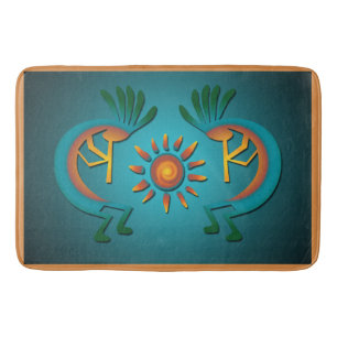 Kokopelli Sun Southwest Turquoise Bath Mat