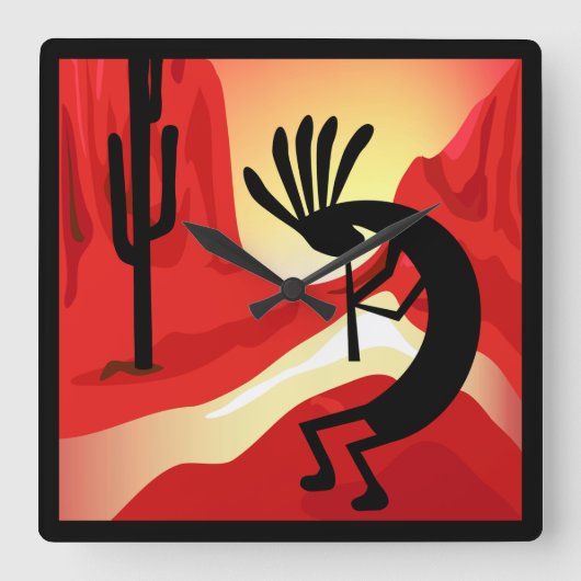 Kokopelli Sunset Desert Paysage Sud-Ouest Horloge (Recto)