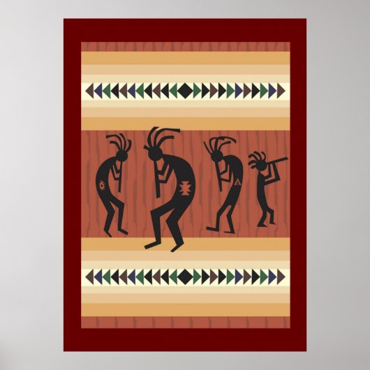 Kokopelli Tribal Poster Print (Voorkant)