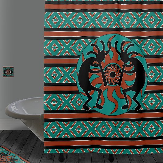 Kokopelli Tribal Sun Zuidwest Douchegordijn