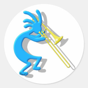 Kokopelli Trombone Ronde Sticker