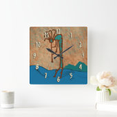 Kokopelli Vierkante Klok (Huis)