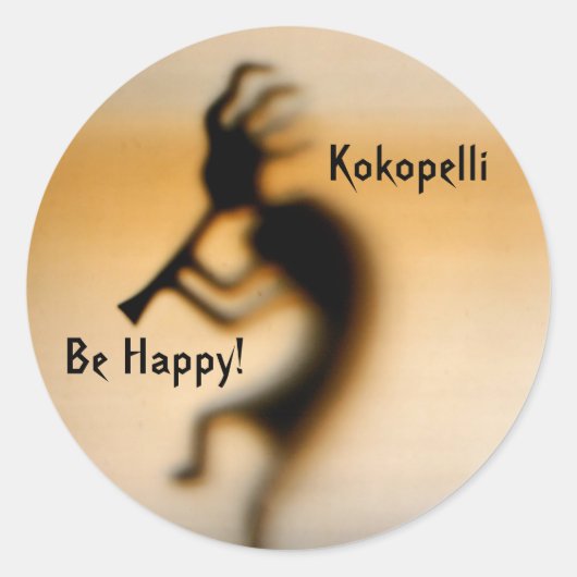 Kokopelli wees blij Inspirerend Sticker (Voorkant)