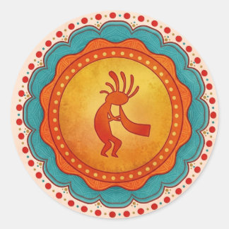 Kokopelli zuidwest geïnspireerd ronde sticker