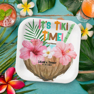 Kokoscocktail Tropisch Tiki Feest Papieren Bordje