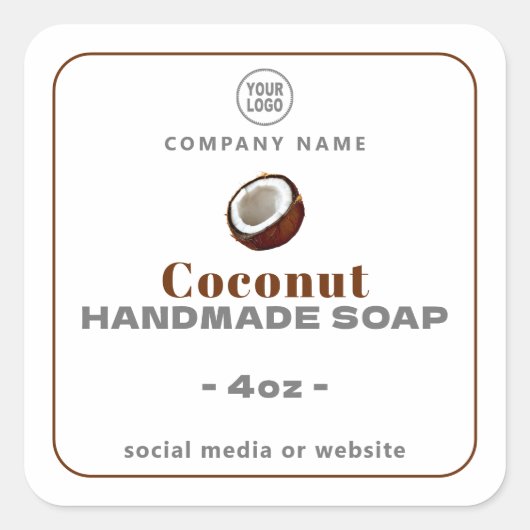 Kokoshandgemaakte zeep Square sticker (Voorkant)
