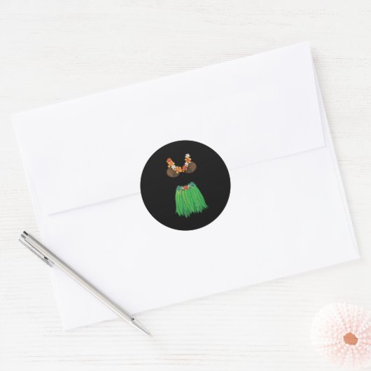 Kokosnoot BH GR Rokken Lei Bloemen Zomerfeest Haw Ronde Sticker (Envelop)
