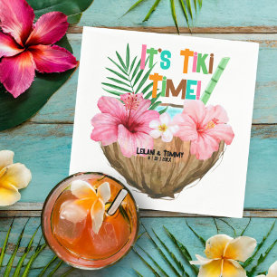 Kokosnoot Cocktail Tropische Tiki Koppel Bruiloftf Servet