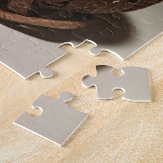 Kokosnoot in een gezicht gesculpeerd, c.1895 legpuzzel (Zijkant)