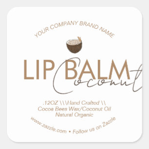 Kokosnoot Lippenbalsem Scrub Zakelijke Verpakking Vierkante Sticker