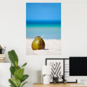 Kokosnoot op het strand poster (Thuiskantoor)