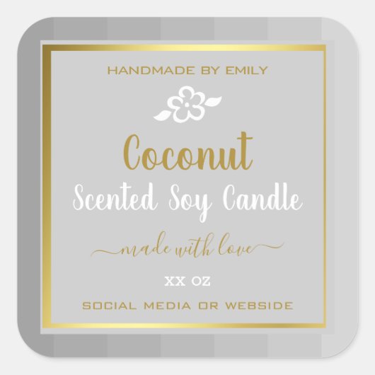 Kokosnoot Product Verpakking Etiketten Goud Lichtg (Voorkant)