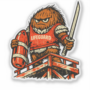 Kokosnoot Strandwachter Krijger — Vintage Zomerstr Sticker