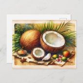  kokosnoot tropisch briefkaart (Voorkant / Achterkant)
