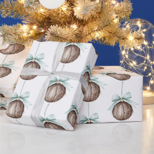 Kokosnoot Versieringen Lichtblauwe Strikken Kerstm Cadeaupapier