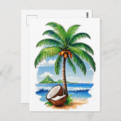 Kokosnootboom Tropisch Eiland Briefkaart (Voorkant / Achterkant)