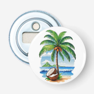 Kokosnootboom Tropisch Eiland Button Flesopener