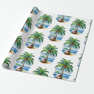 Kokosnootboom Tropisch Eiland Cadeaupapier