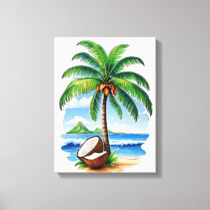Kokosnootboom Tropisch Eiland Canvas Afdruk