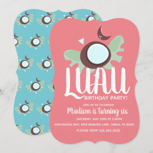 Kokosnoten Luau Tropisch Verjaardagsfeest Kaart