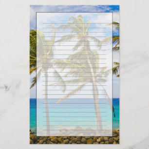 Kokospalmbomen (Cocos nucifera) die in Briefpapier