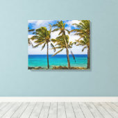 Kokospalmbomen (Cocos nucifera) wiegen in Canvas Afdruk (Insitu (Houten vloer))