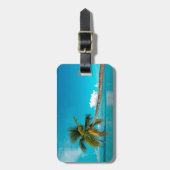 Kokospalmboom op het strand van het tropische para bagagelabel (Voorkant verticaal)