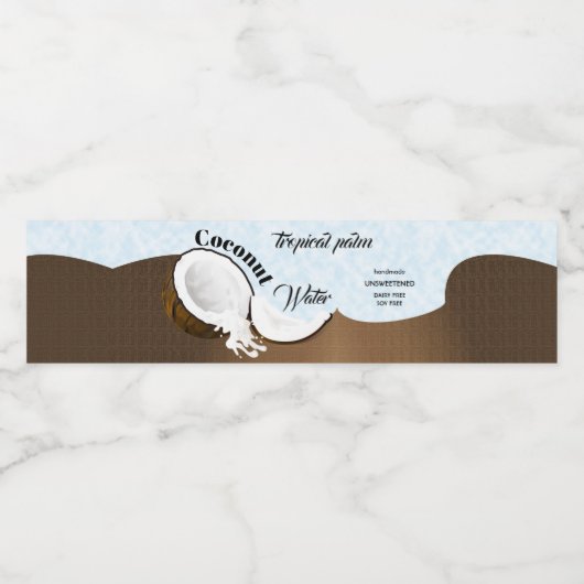 Kokosworpvruchten Waterfles Etiket (Enkel label)