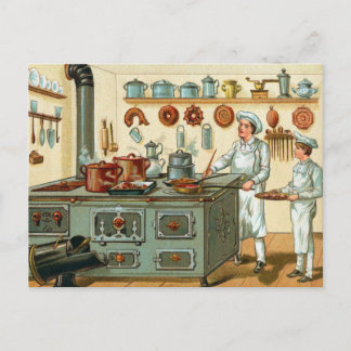 koks in de keuken briefkaart