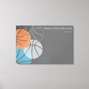 KOL BASKETBALL Bar Mitzvah Sign-In Board Canvas Afdruk