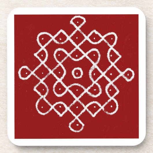 Kolam Rangoli Glass Onderzetter (Voorkant)