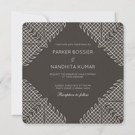 Kolam Wedding Invitation Kaart (Voorkant)