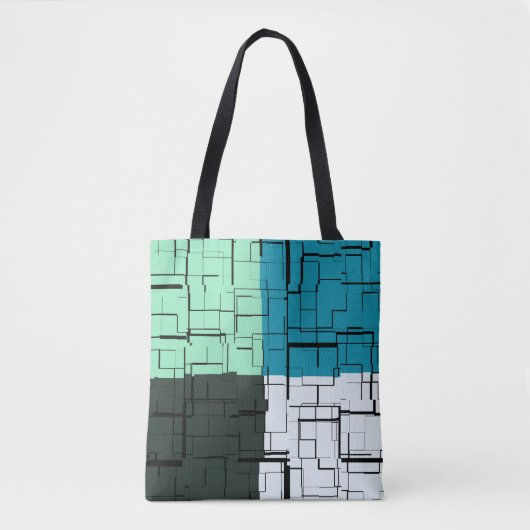Kolen wit Blauwgroen groen Aqua Blue Modern Patroo Tote Bag (Voorkant)