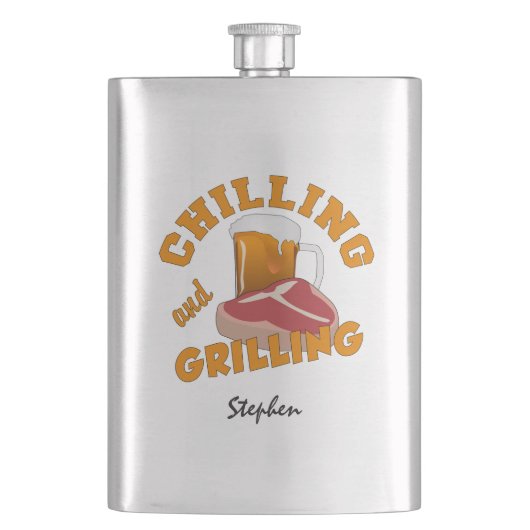 Kolf met aangepaste naam voor chilling en grilling heupfles (Voorkant)