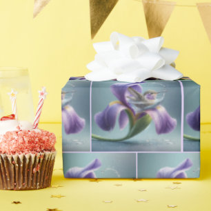 Kolibrie Baden In Een Iris Bloesem Cadeaupapier