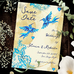 Kolibrie Barok Goud Elegantie Mexicaanse Bruiloft Save The Date