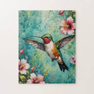 Kolibrie & Bloeiende Bloemen Legpuzzel