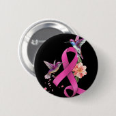 Kolibrie Bloem Roze Lint Borstkanker Aware Ronde Button 5,7 Cm (Voorkant /achterkant)
