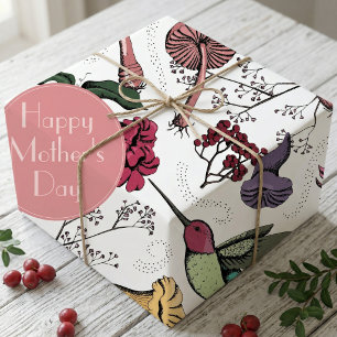Kolibrie Bloemen Gelukkige Moederdag Cadeaupapier