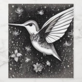 Kolibrie & Bloemen Wijn Etiket (Enkel label)