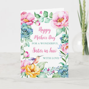 Kolibrie Bloemen Zuster in de Wet Gelukkige Moeder Kaart