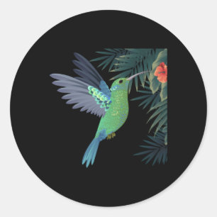 kolibrie bloemenboom vogel ronde sticker