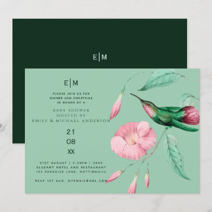 Kolibrie Bloemige Baby Couples Shower Modern Kaart