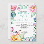 Kolibrie Boho Bruidsfeestje Kaart (Voorkant)