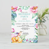 Kolibrie Boho Bruidsfeestje Kaart (Staand voorkant)