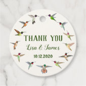 Kolibrie bruiloft bedankjes labels (Voorkant)