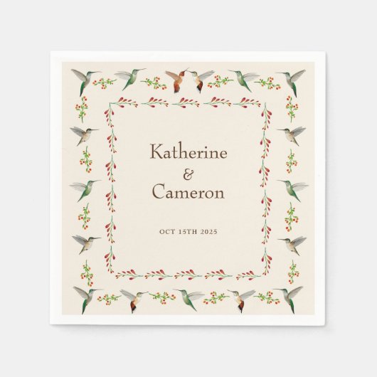 Kolibrie bruiloft servet (Voorkant)