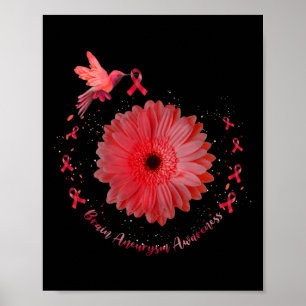 Kolibrie Burgundy Zonnebloem Hersenaneurysma Bewus Poster