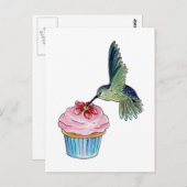 Kolibrie Cupcake Liefde Briefkaart (Voorkant / Achterkant)