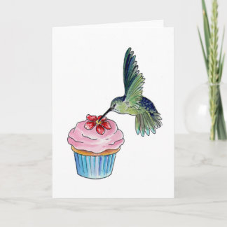 Kolibrie Cupcake Liefde Kaart